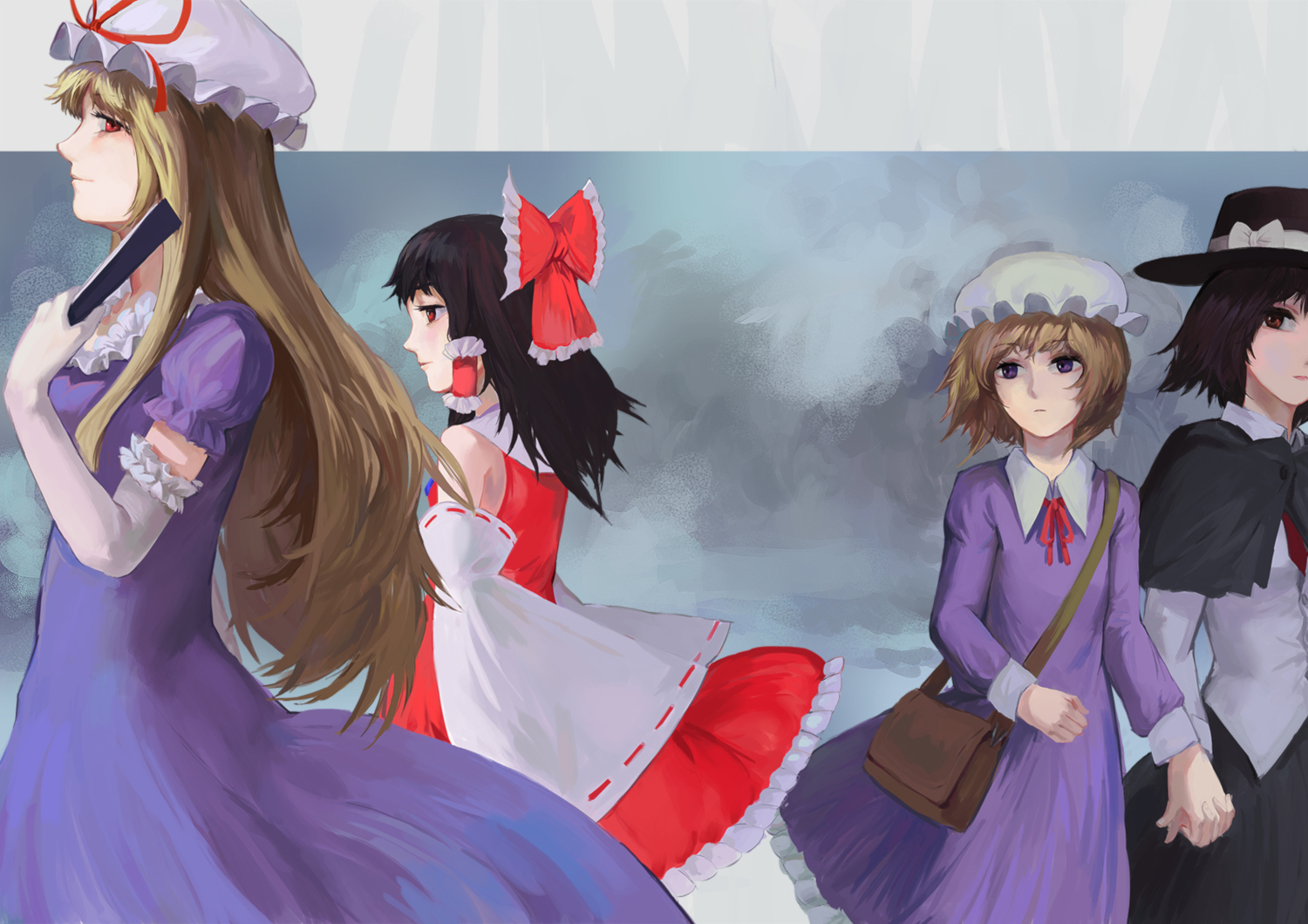 Fanart montrant Yukari et Reimu croisant Maribel et Renko