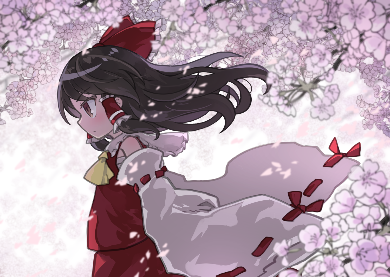 Fanart montrant Reimu de profil